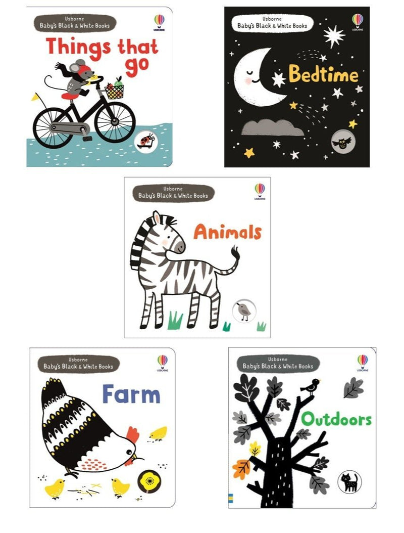 Usborne Baby's Black & White Books Collection - 5 Board Book Set